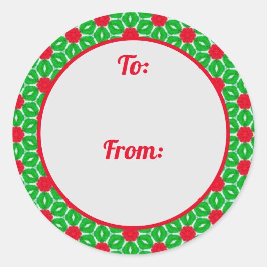 クリスマススター縁どギフトステッカー ラウンドシール (正面)