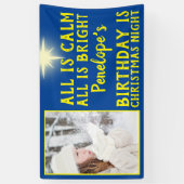 クリスマススター誕生日写真 横断幕 (縦)