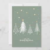 クリスマススター金ゴールドとグリーンパーティー 招待状 (正面)