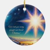 クリスマススター魅力的、夜の冬の風景 セラミックオーナメント (裏面)