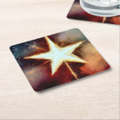 クリスマススター1 スクエアペーパーコースター (アングル)