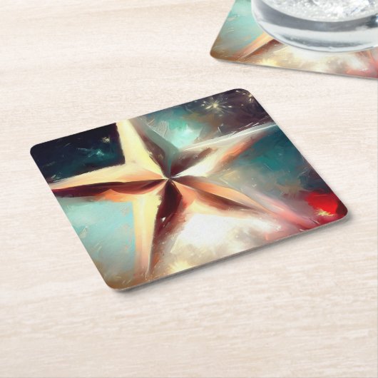 クリスマススター2 スクエアペーパーコースター (アングル)