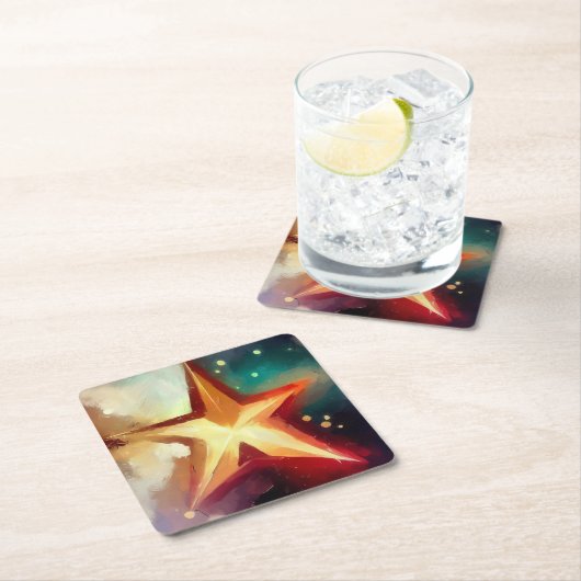 クリスマススター3 スクエアペーパーコースター (インサイチュ)