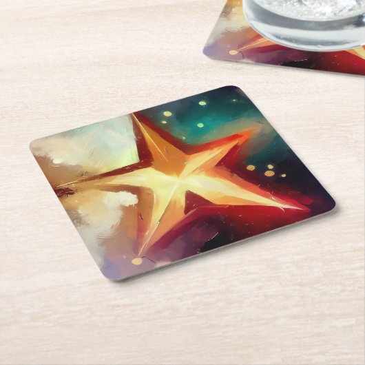 クリスマススター3 スクエアペーパーコースター (アングル)