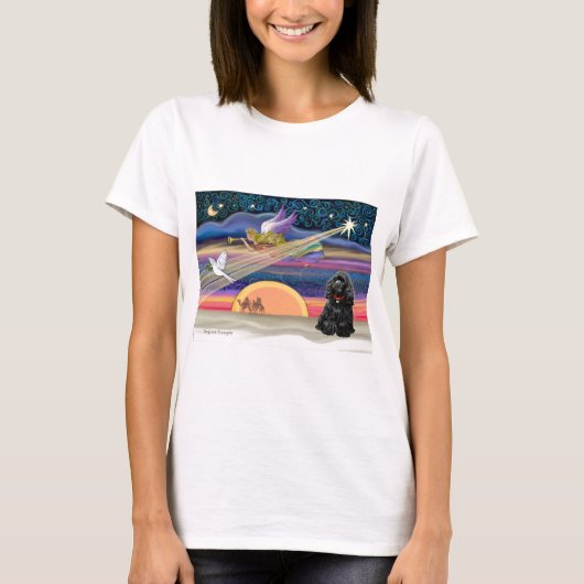 クリスマススター – コッカースパニエル犬(黒) Tシャツ (正面)