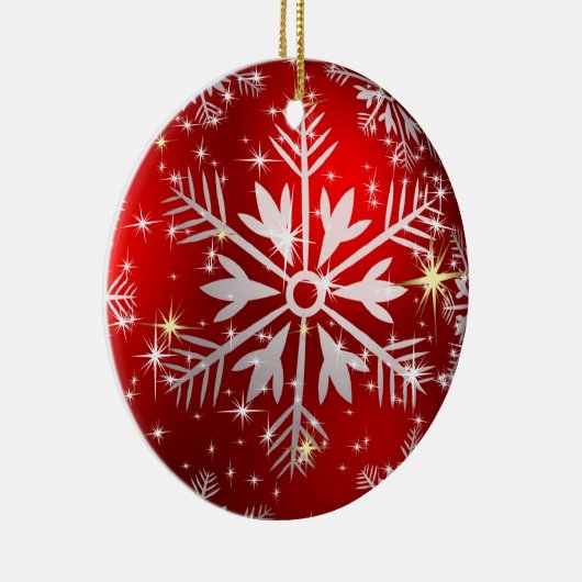 クリスマススター&スノーフレーク – 赤 セラミックオーナメント (右)