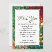 クリスマススター フェスティブ レトロ 赤 緑 ゴールド サンキューカード (正面)