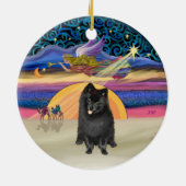 クリスマススター – ブラックポメラニア犬 セラミックオーナメント (裏面)