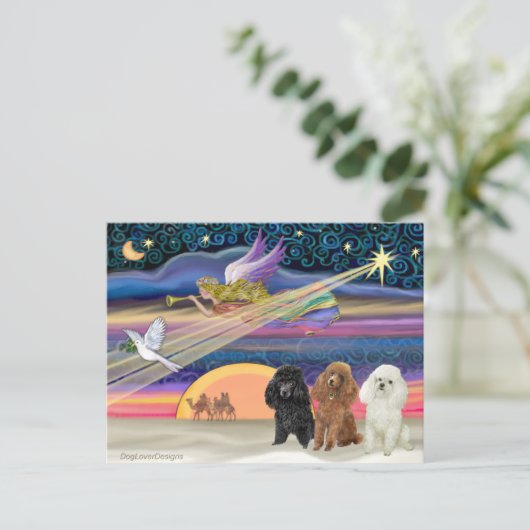 クリスマススター-プードルズ（3本のおもちゃ）- シーズンポストカード (スタンド正面)