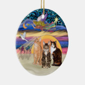 クリスマススター – 3匹の猫(AmSH) セラミックオーナメント (右)