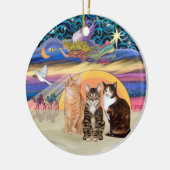 クリスマススター – 3匹の猫(AmSH) セラミックオーナメント (左)