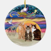 クリスマススター – 3匹の猫(AmSH) セラミックオーナメント (裏面)