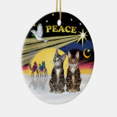 クリスマススター – Two Tabby cats (AmSH) セラミックオーナメント (右)