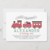 クリスマススチームトレインに乗って1st誕生日 招待状 (正面)