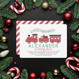 クリスマススチームトレインキッドの誕生日 招待状