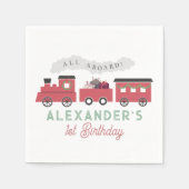 クリスマススチームトレイン子供の誕生日に乗り込む スタンダードカクテルナプキン (正面)