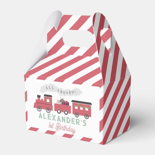 クリスマススチームトレイン子供の誕生日 フェイバーボックス (正面サイド)