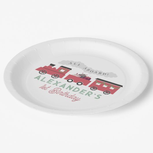 クリスマススチームトレイン誕生日に乗り込む ペーパープレート (アングル)