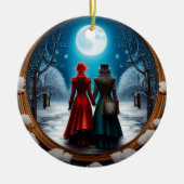 クリスマススチームパンクカップル セラミックオーナメント (正面)