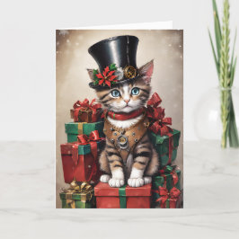 クリスマススチームパンク虎猫キッテン カード