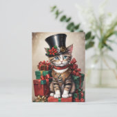 クリスマススチームパンク虎猫キッテン ポストカード (スタンド正面)