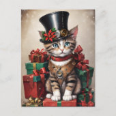 クリスマススチームパンク虎猫キッテン ポストカード (正面)