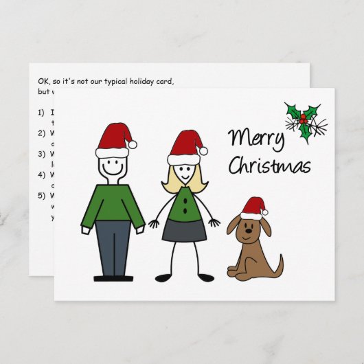 クリスマススティックフィギュア休日はがき シーズンポストカード (正面/裏面)