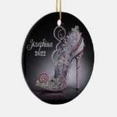 クリスマススティレットのハイヒール靴 セラミックオーナメント (右)