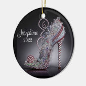 クリスマススティレットのハイヒール靴 セラミックオーナメント (左)