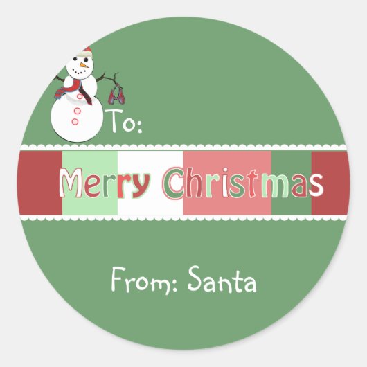 クリスマスステッカーが緑に表示されるが、色を選択 ラウンドシール (正面)