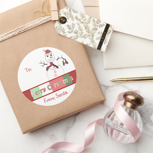 クリスマスステッカーが色の背景を選択 ラウンドシール (ギフト)