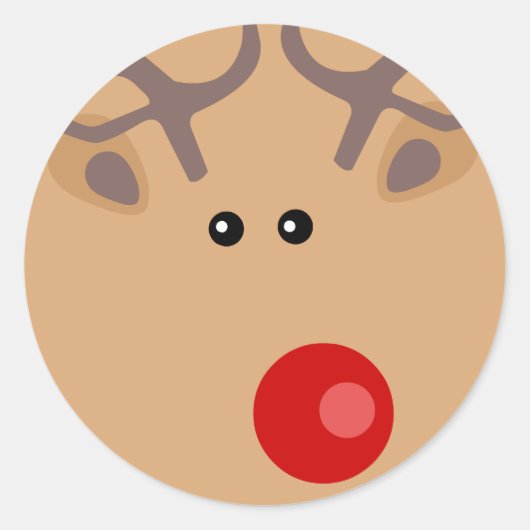 クリスマスステッカーのトナカイ ラウンドシール (正面)