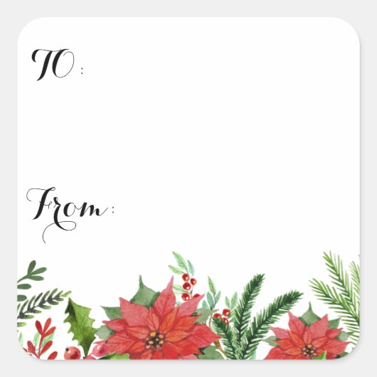 クリスマスステッカーのラベル。 スクエアシール (正面)