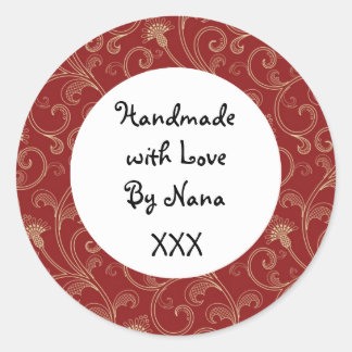 クリスマスステッカーの赤い「手作り」 ラウンドシール