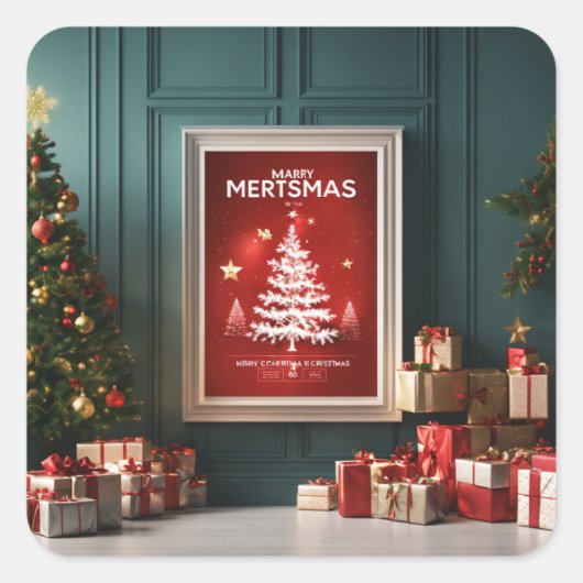 「クリスマスステッカーカスタムを作成する」 スクエアシール (正面)