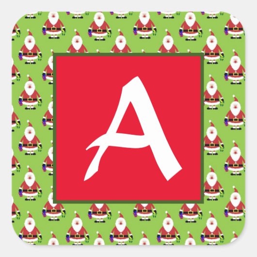 クリスマスステッカーカスタムイニシャル封筒用シール スクエアシール (正面)