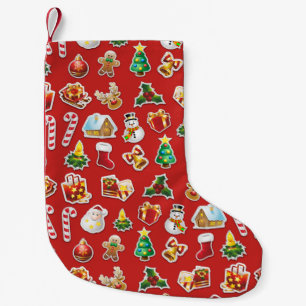 クリスマスステッカーフェスティバルパターン スモールクリスマスストッキング