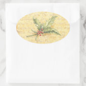 クリスマスステッカーホリー葉ズ 楕円形シール (バッグ)