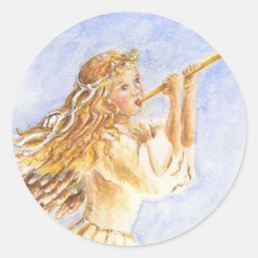 クリスマスステッカー天使 ラウンドシール (正面)