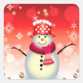 クリスマスステッカー雪だるま スクエアシール (正面)