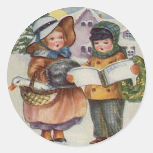 クリスマスステッカー – キッズキャロル歌 ラウンドシール (正面)