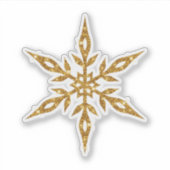 クリスマスステッカー – グリッター金ゴールドのスノーフレーク シール (正面)