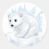クリスマスステッカー – シロクマ ラウンドシール (正面)
