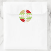 クリスマスステッカー::スノーフレークのディセクション4 ラウンドシール (バッグ)