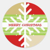 クリスマスステッカー::スノーフレークのディセクション4 ラウンドシール (正面)