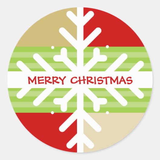 クリスマスステッカー::スノーフレークのディセクション4 ラウンドシール (正面)