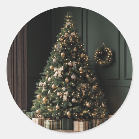 クリスマスステッカー – フェスティバルラベル&ホリデーデコール ラウンドシール (正面)