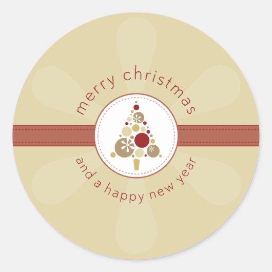 クリスマスステッカー：:モダンスポッティツリー4 ラウンドシール (正面)