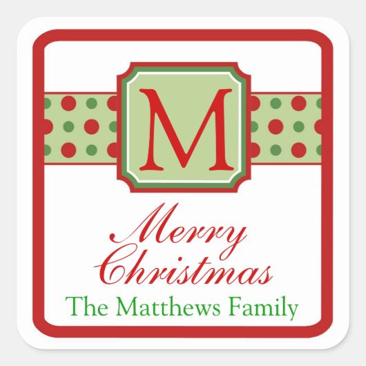 クリスマスステッカー（モノグラム） スクエアシール (正面)