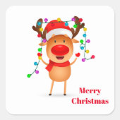 クリスマスステッカー – ルドルフ スクエアシール (正面)
